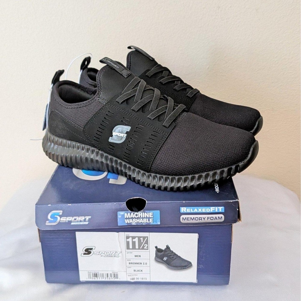 New Skechers S Sport Men's Brennen 2.0 Memory Foam Sneakers Shoes Black 11.5